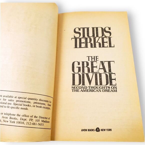 Vintage 1989 The Great Divide by Studs Terkel Paperback Book 1st Avon Edition - Picture 5 of 15